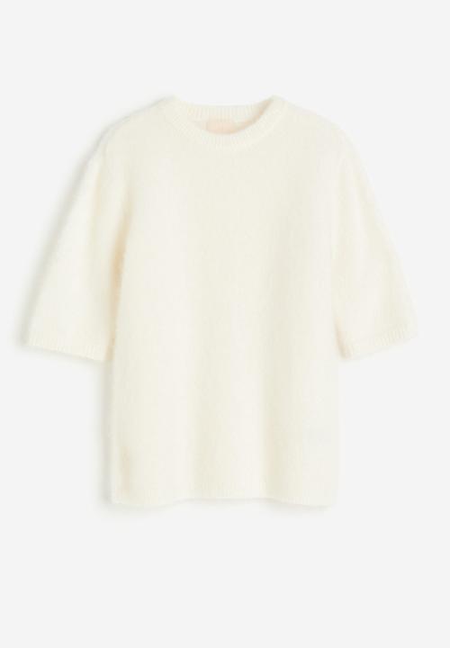 H&M - Mohair-blend knitted top - cream