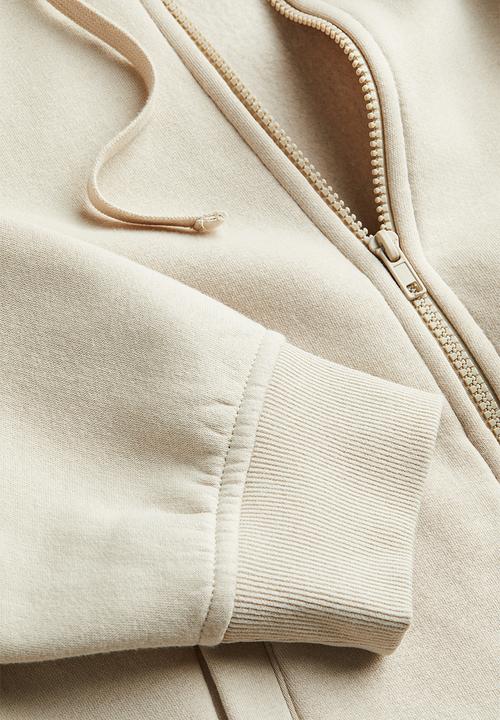 H&M - Loose fit zip-through hoodie - light beige 
