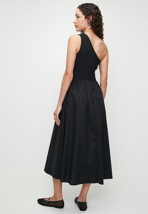 Superbalist - Textured asym combo midi dress - black