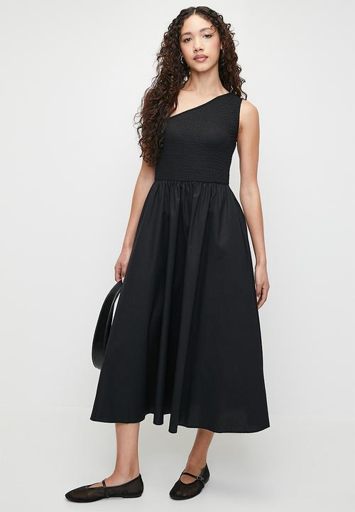 Superbalist - Textured asym combo midi dress - black