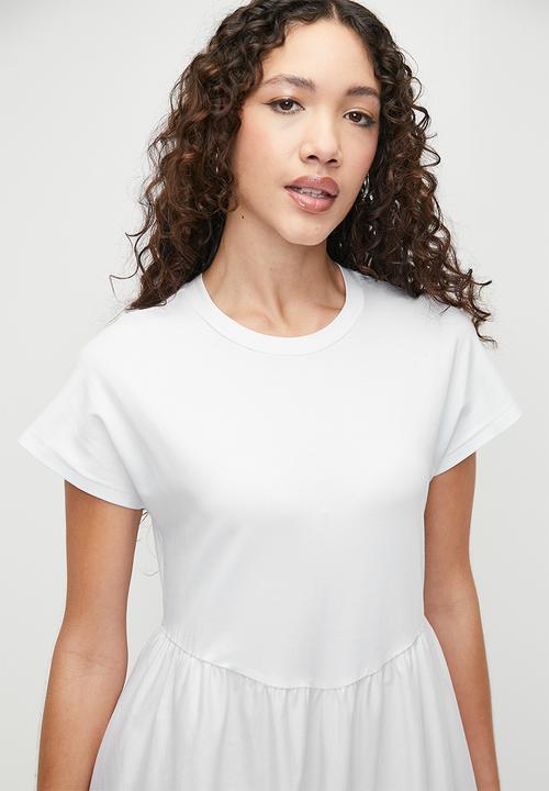 Superbalist - Combo fit & flare midi dress - white