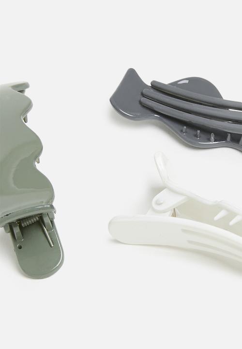 Me&B - The Wavey seafoam side clip set of three - multi