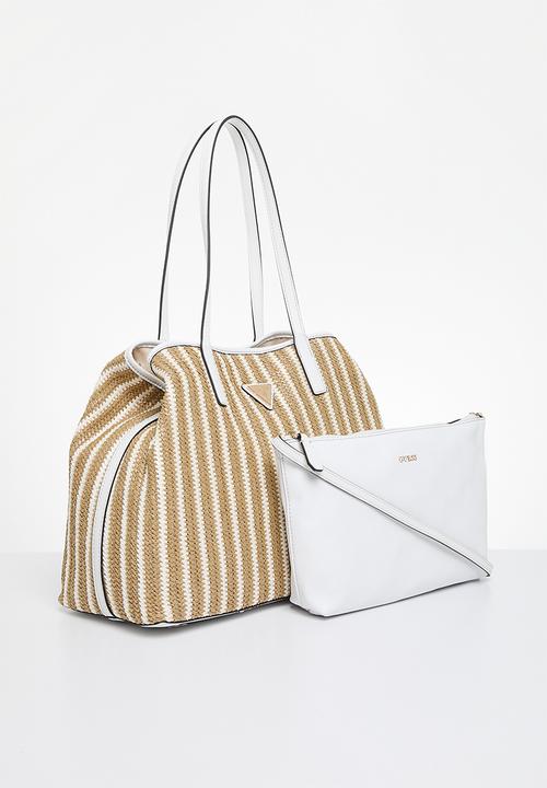 GUESS - Vikky ii large 2 in 1 tote - neutral & white