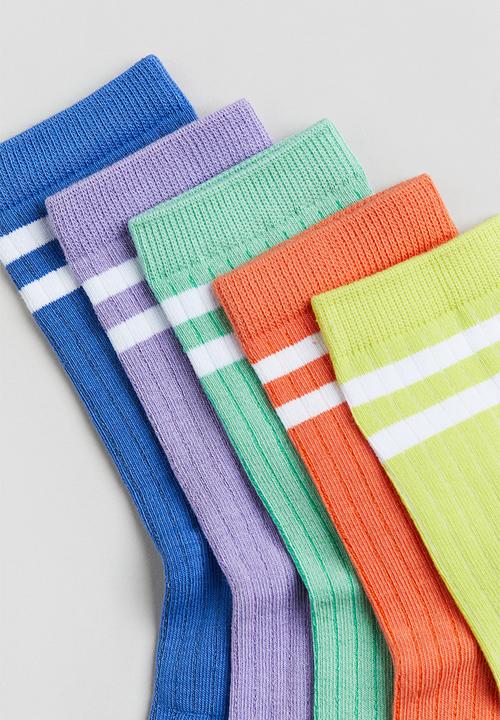 H&M - 7-Pack rib-knit socks - blue orange 