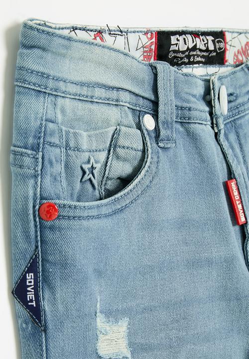 SOVIET - Boys denim short - ice blue