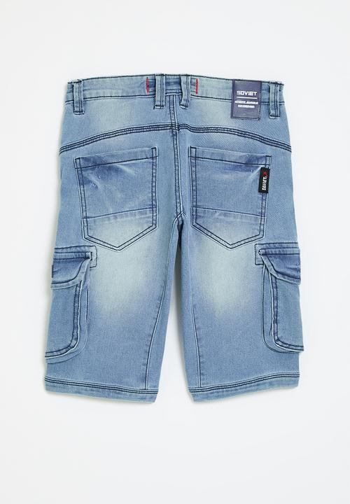SOVIET - Boys denim short - light indigo
