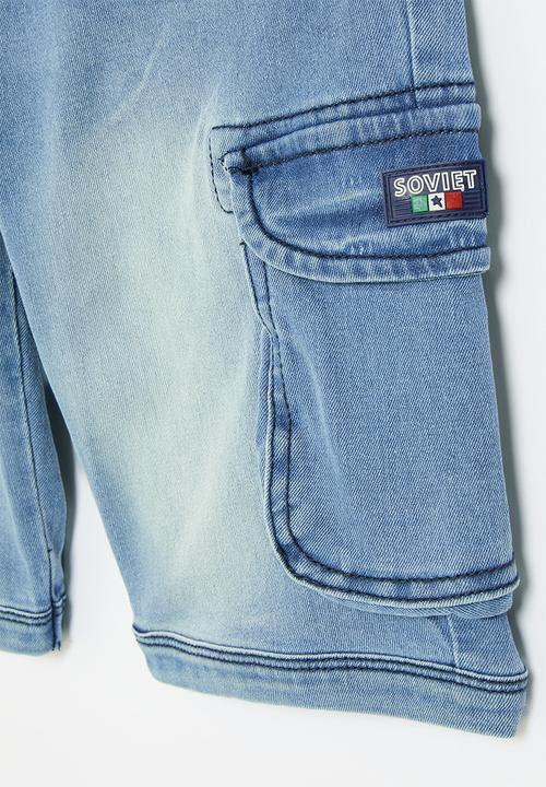 SOVIET - Boys denim short - light indigo