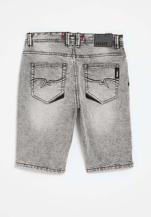 SOVIET - Boys denim short - grey marble