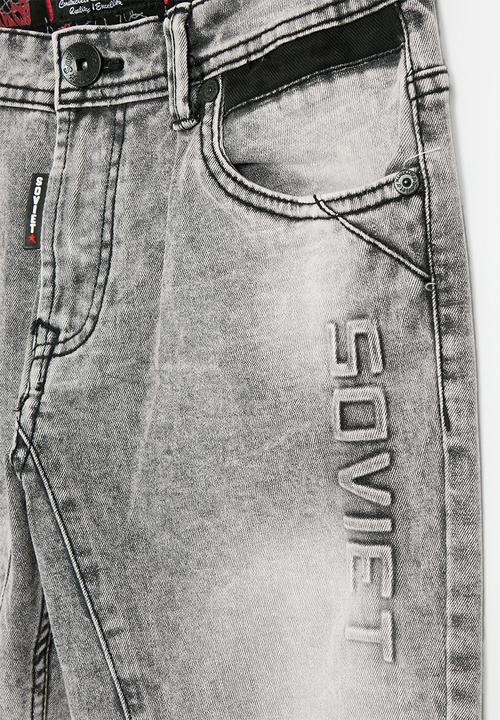SOVIET - Boys denim short - grey marble