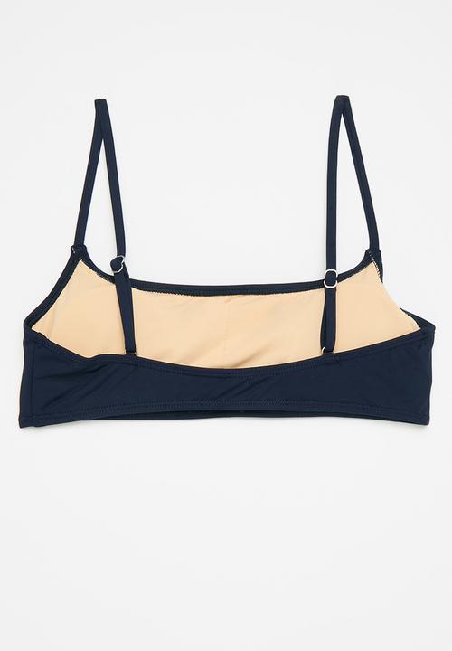 Cotton On - Straight Neck Crop Bikini Top - Midnight