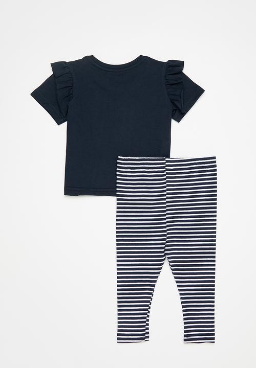 Pop Candy - Frill tee & legging set - navy 
