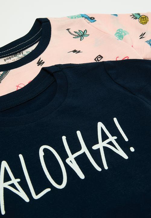Pop Candy - 2 Pack tee-navy & grey