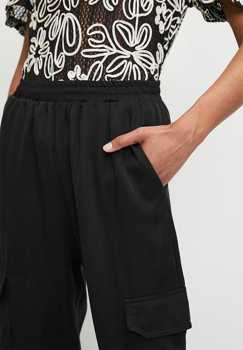 Me&B - Elasticated Cargo Pants - Black