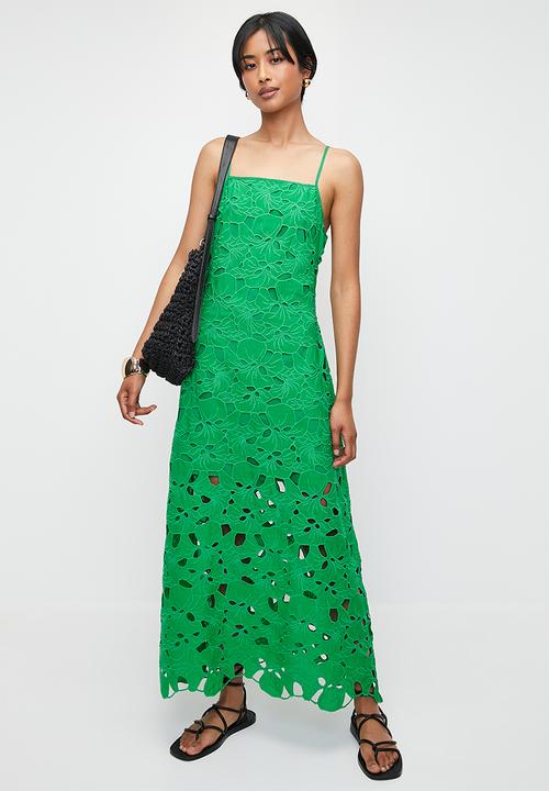 Superbalist - Anglaise slip dress - green