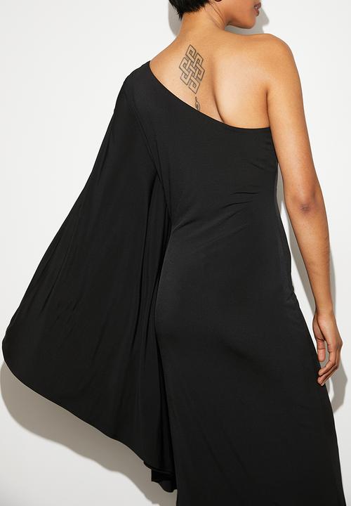 VELVET - Asym kaftan midi dress - black