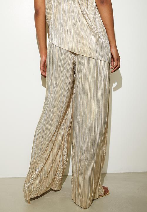 VELVET - Co-ord pleated wide leg - gold