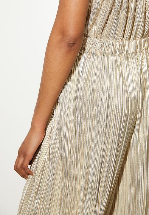 VELVET - Co-ord pleated wide leg - gold