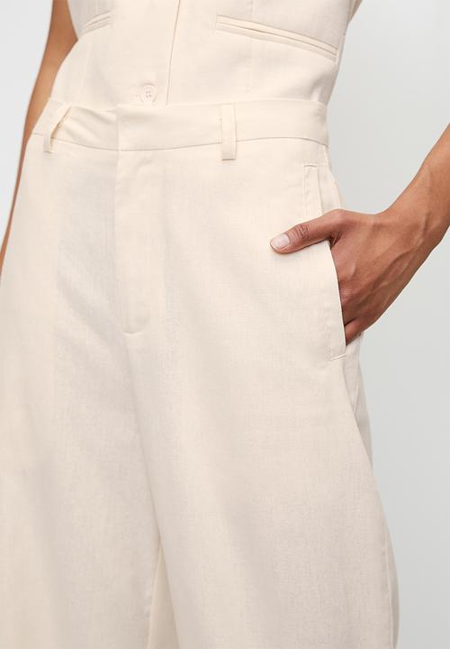 Superbalist - Co-ord high rise linen wide leg - stone