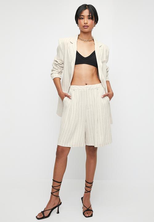 Superbalist - Co-ord linen blend walk shorts - ecru stripe