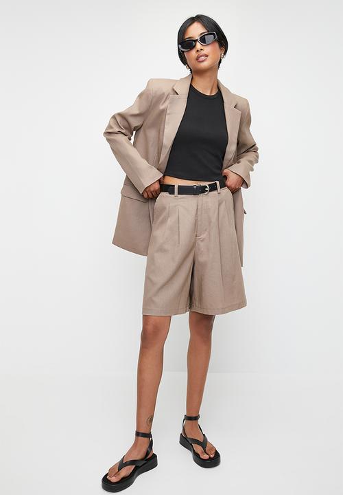 Superbalist - Co-ord linen blend walk shorts - taupe