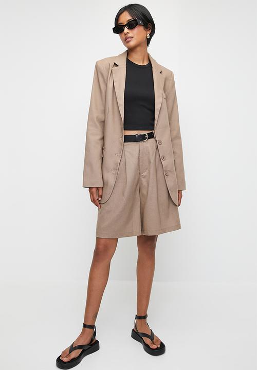 Superbalist - Co-ord linen blend blazer - taupe