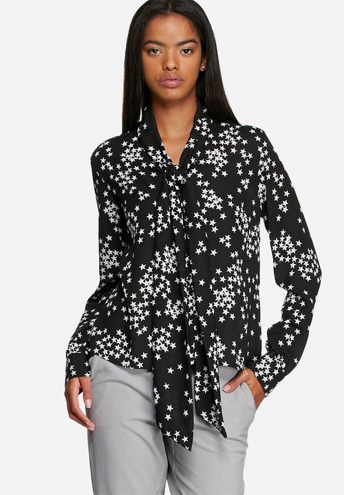 Glamorous - Star Print Pussy Bow Blouse