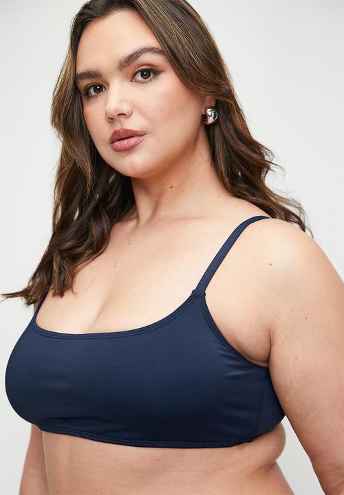 Cotton On - Plus Straight Neck Crop Bikini Top - Midnight