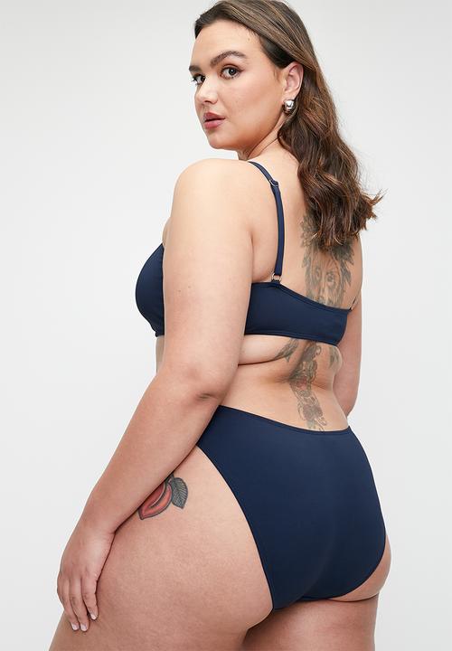 Cotton On - Plus Straight Neck Crop Bikini Top - Midnight