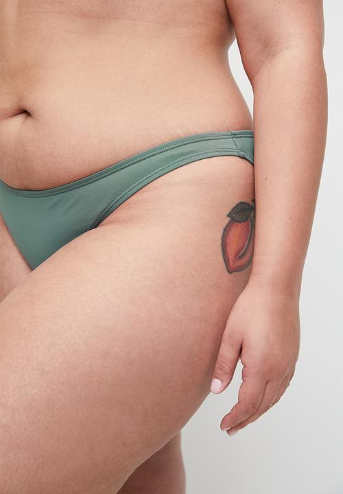 Cotton On - Plus Refined High Side Brazilian Bikini Bottom - Dusty Khaki