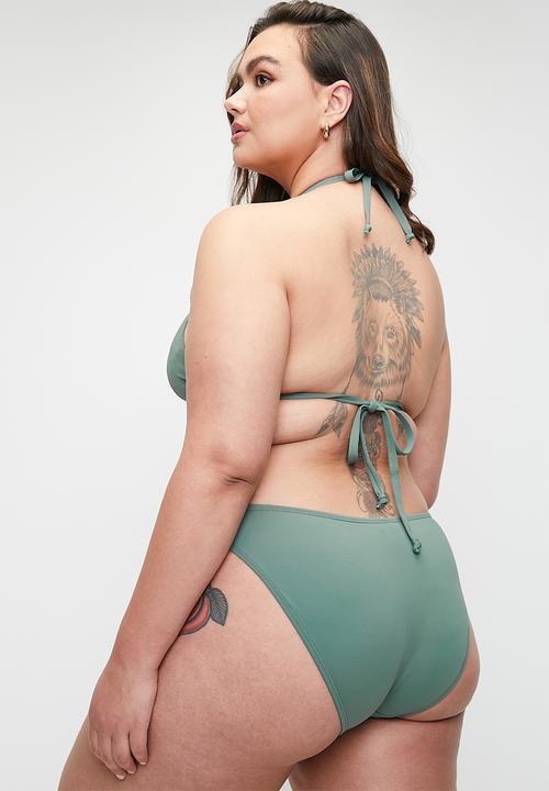 Cotton On - Plus Refined High Side Brazilian Bikini Bottom - Dusty Khaki