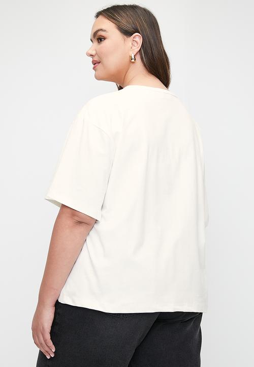 Me&B - Plus Statement Tee In Creme Del A Creme Print - Cremedelacreme