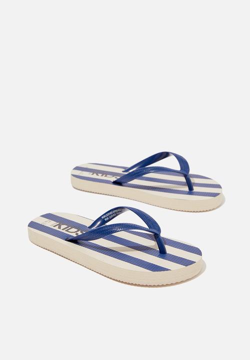 Cotton On - Printed flip flop - stripe/ in the navy