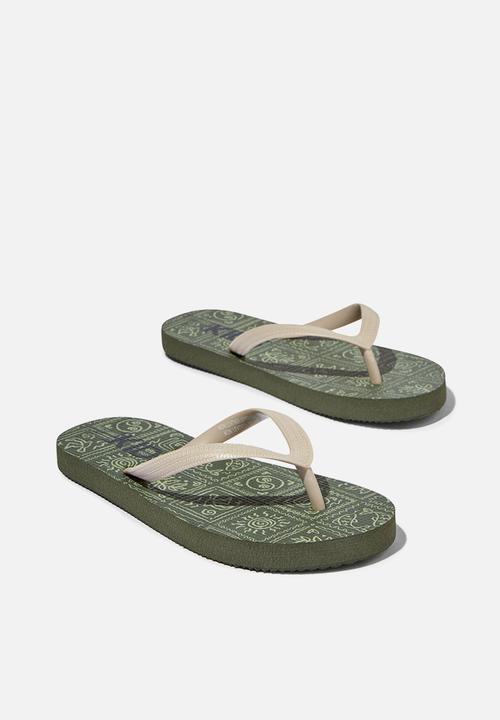 Cotton On - Printed flip flop - swag green/deep sage medi coast