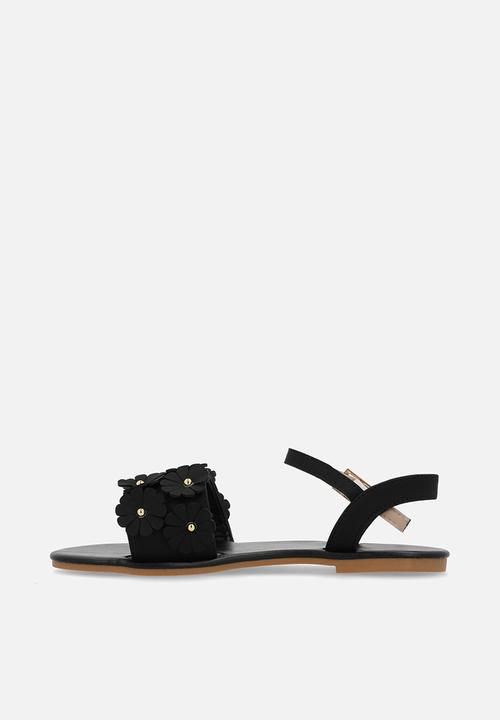 Pop Candy - Flower décor sandals - black