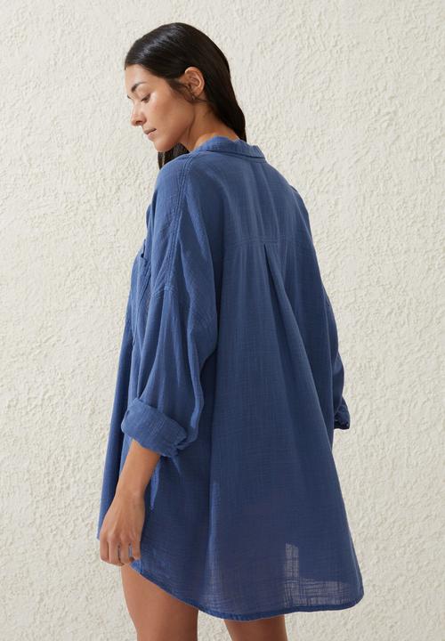 Cotton On - Swing Beach Shirt - Washed Indigo