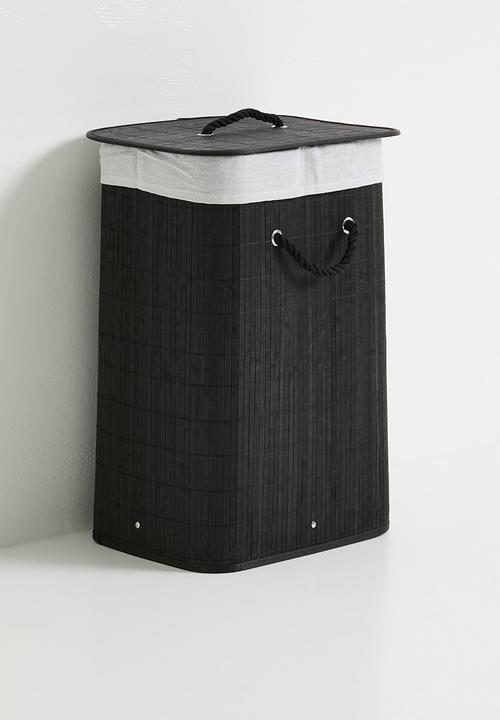 Bathroom Solutions - Bamboo Laundry Basket Black