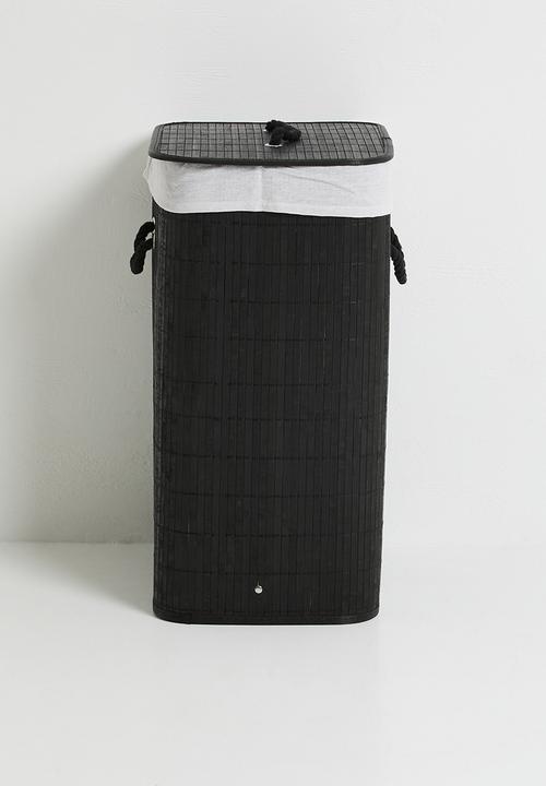 Bathroom Solutions - Bamboo Laundry Basket Black