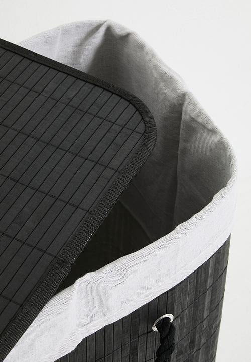 Bathroom Solutions - Bamboo Laundry Basket Black