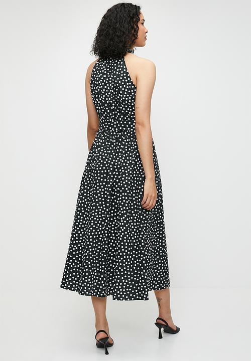 edit - Fit & flare shirt dress - black & white spot 