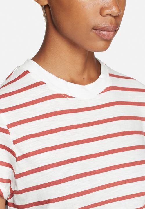 ONLY - Bone High Neck Striped Tee