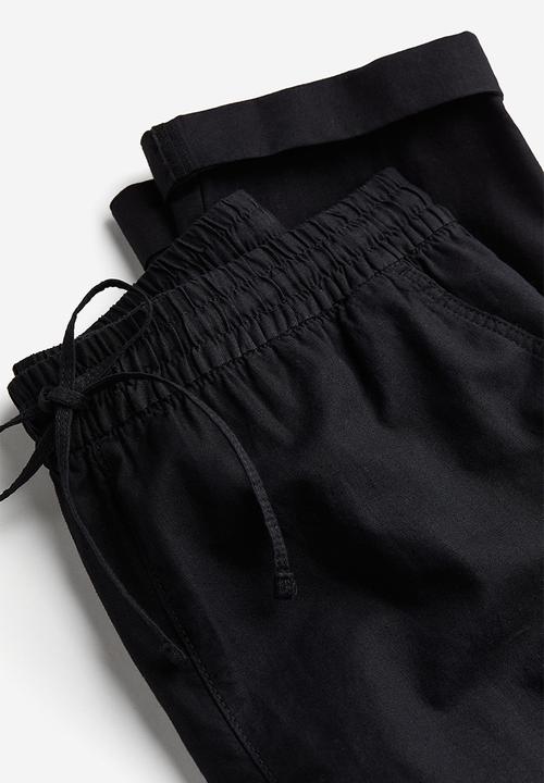 H&M - Linen-blend joggers - black