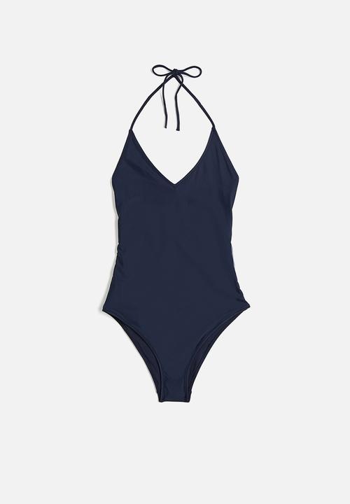 H&M - Halterneck swimsuit - navy blue 
