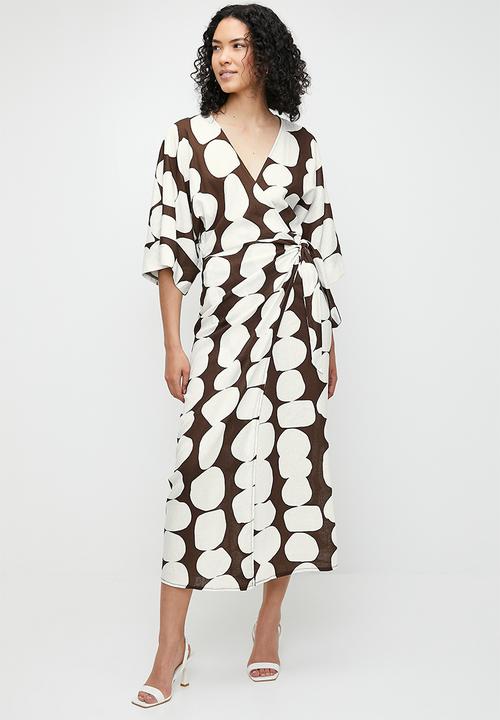 Linen Kimono Wrap Dress - Chocbubble