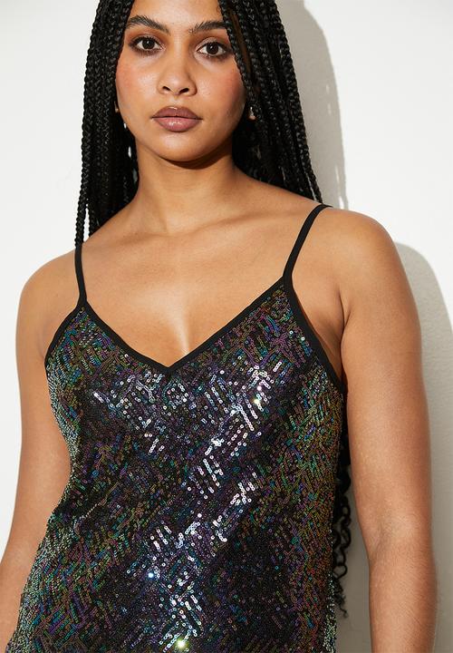 VELVET - Sequin v-neck cami - black