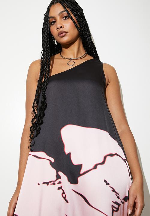 Superbalist - Asym kaftan maxi dress - macro painted mono flower