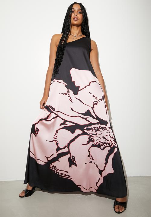 Superbalist - Asym kaftan maxi dress - macro painted mono flower