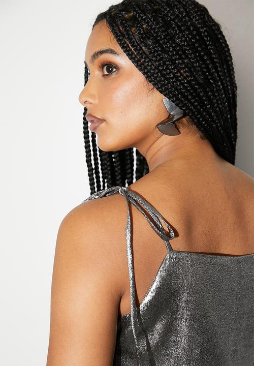 VELVET - Metallic strappy cami - silver
