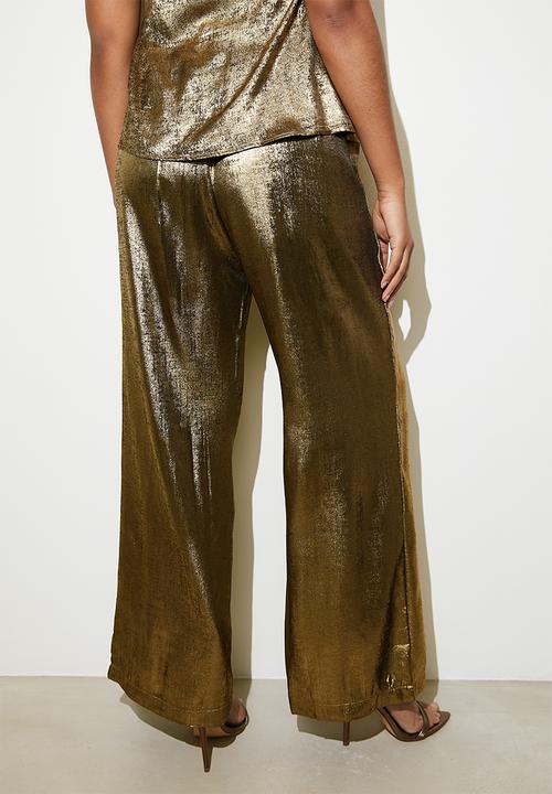 VELVET - Co-ord metallic wide leg - gold