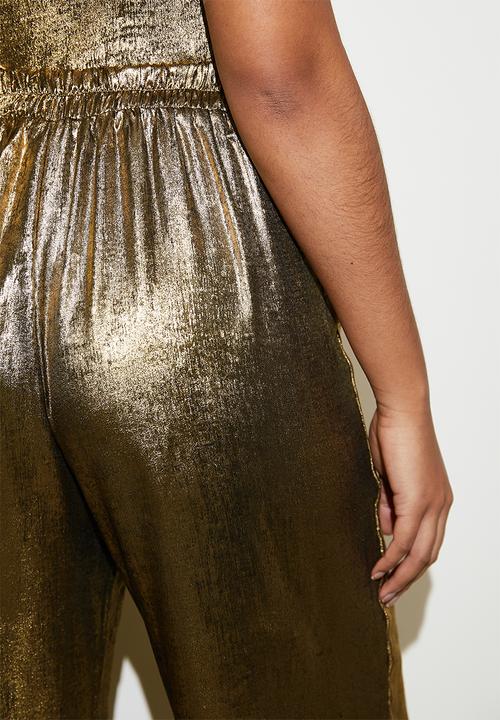 VELVET - Co-ord metallic wide leg - gold