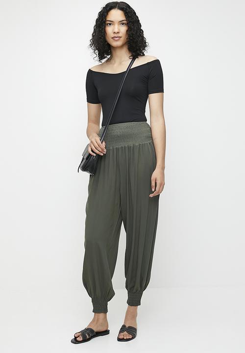 Stella Morgan - Rouched Woven Slacks - Khaki